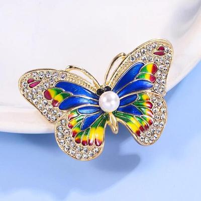 Women Vintage Butterfly Fashion Brooches Pins Crystal Enamel Insect Jewelry for Lady's Clothing Wedding Party Brooch Pin Badges