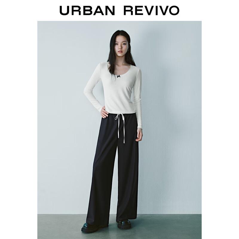 UR 2025 Spring Ballet Style Color-Block Wide-Leg Pants