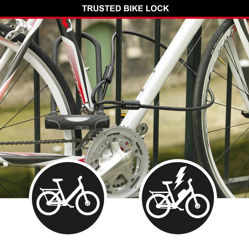 Master Lock Sold Secure Bike D Lock with Cable, Key, 210 x 110 mm