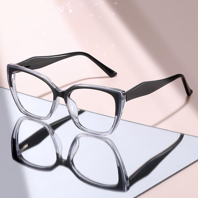 New Model Chic Cat-Eye Glasses: Transparent Frame with Two-Tone Accents, Fashion Eyewear for Women