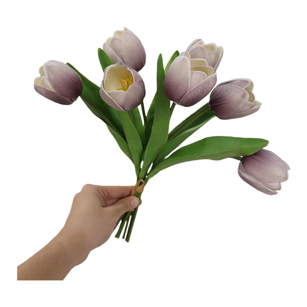 

Artificial Tulip Bouquet Made of Soft PU with Flexible Wire Stems for Wedding Decor and Home Decoration Enhancements фіолетовий