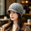 Autumn and Winter Fashion Women's Tide Knitted Plush Wool Hat Fashion Warm Ear Protection Peaked Cap New Show Small Face