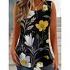 Gilet Estivo da Donna Taglia Larga Fiori Colorati Stampa 3D Largo alla Moda Comodo Morbido Traspirante Scollo a O Senza Maniche