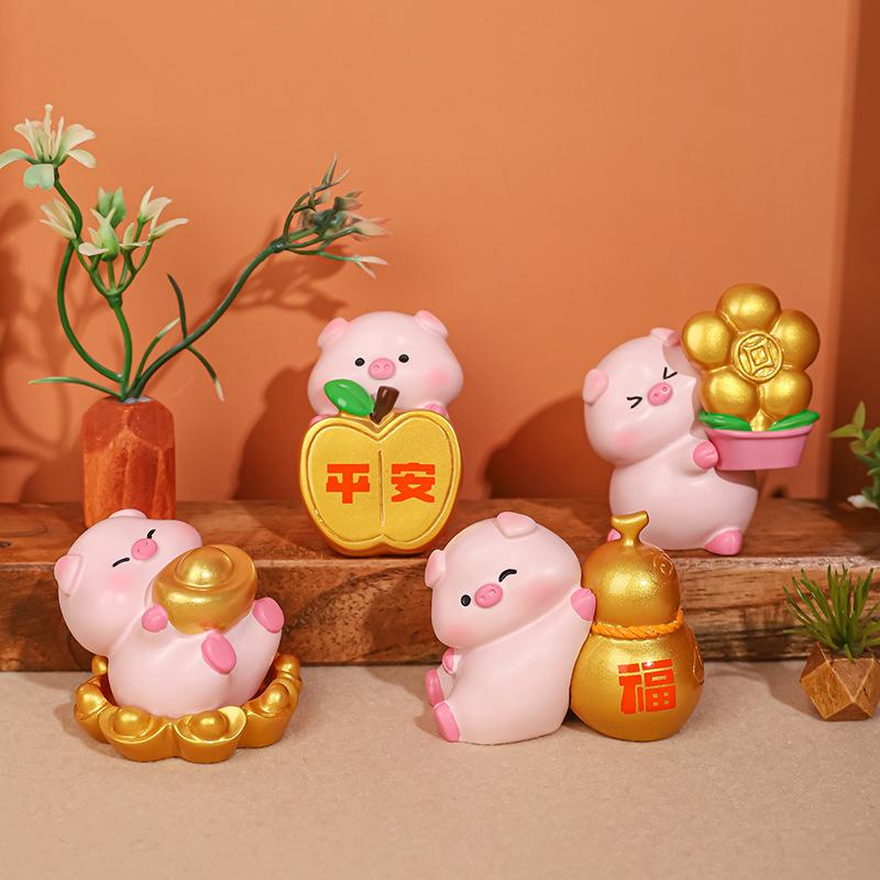 A Collection of Cute Little Pig Figurines, Table Decorations, and Adorable Piggy