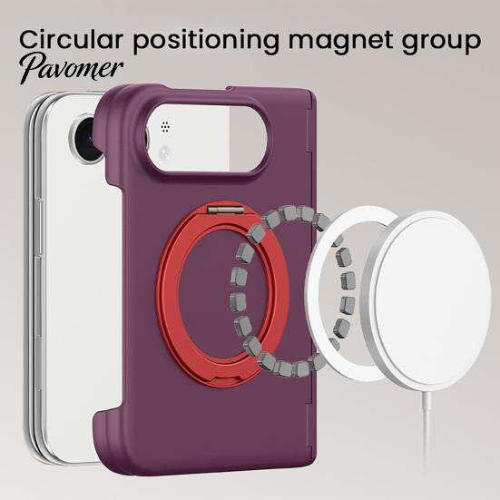 Anti Fingerprint Hard PC Case Magnetic Folding Phone for IPhoneDuo, Hands Free Viewing with 360 Degree Non Slip Matte Finish Rotating Ring Stand,