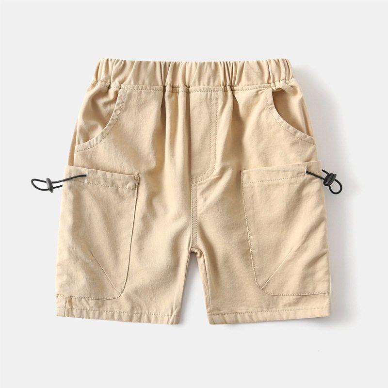 Boys' Pure Color Fifth Pants Children's Clothing Summer Kids Bermuda Shorts Baby Boys' Large Pocket Low Waist Washed Shorts