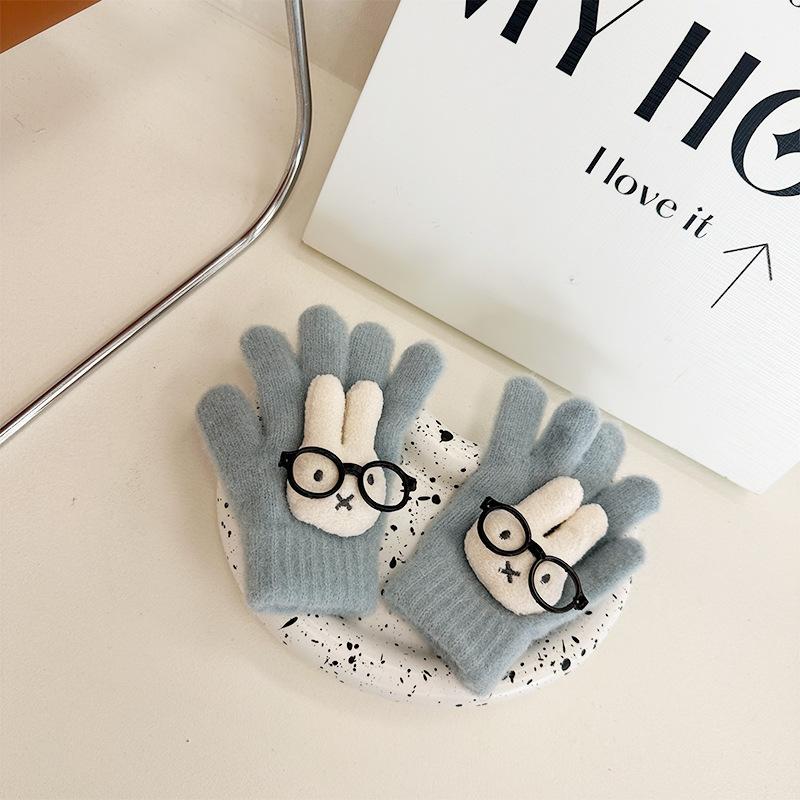 Neue Kinderhandschuhe Koreanisch Niedlich Cartoon Brille Fünffingerhandschuhe Warme Fingerhandschuhe für Jungen und Mädchen