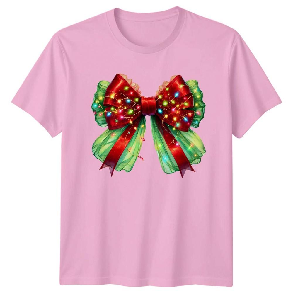 Christmas Bow Lights Holiday Unisexs TShirt Unisexs Tee Graphic Unisex Top Festive
