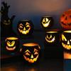 Halloween Candle Holders Tealight Votive Candle Holders with Grimaces,Pumpkin Lanterns Decorative Halloween Centerpieces