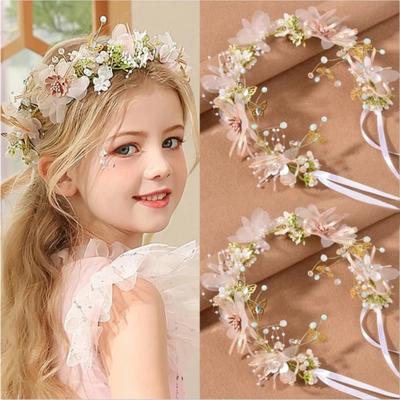 Nouvelle Mode Couronnes de Perles Imitées Filles Mariée Mariage Bandeau Floral Fleur Bandeau pour Filles Adulte Bohème Accessoires Cheveux