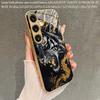 Black Gold Tiger Pattern 2D Phone Case for Samsung S26 S25 S24 S23 S22 S21 S20 A56 - Golden Metal Paint Glass Protective Cover