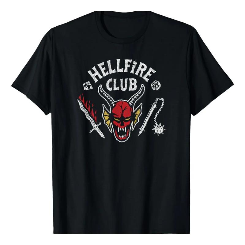 Camiseta Stranger Things 4 Hellfire Club Skull & Weapons S