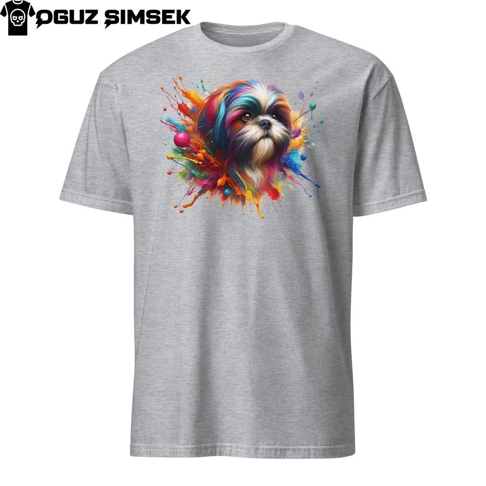 

Colorful Shih Tzu Dog Unisex T-Shirt | Vibrant Design with Splashes of Color S