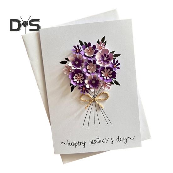 3D Pop Up Happy Mother's Day Card Artificial Flower Greeting Card with Envelope And Insert for Mom Grandma Wife Daughter