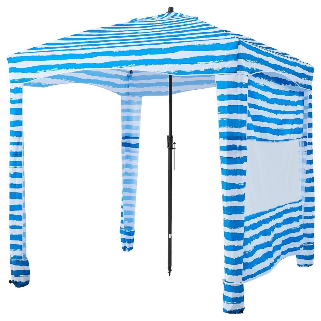 Beach Cabana, 1.83 x 1.83 m Beach Canopy with Side Wall, UPF 50+ Protection Easy Setup Cabana Tent with Sand Pockets, Portable Shade Sun Shelter