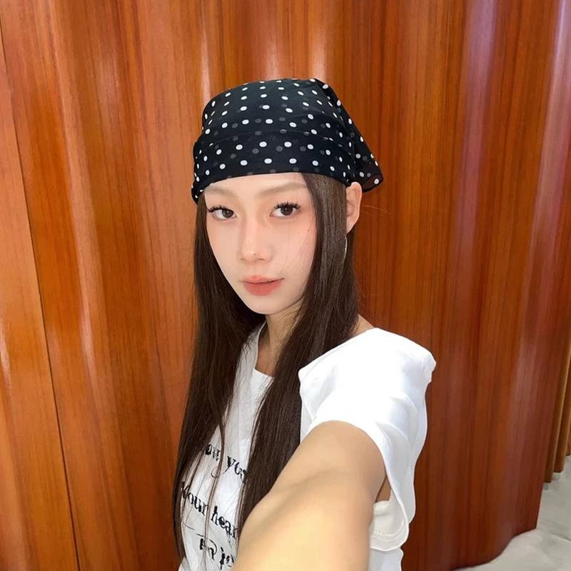 Polka Dot Silk Scarf Cozy Headscarf Hair Band Hair Tie Fashionable Multifunctional Square Scarf Waist Butt Curtain