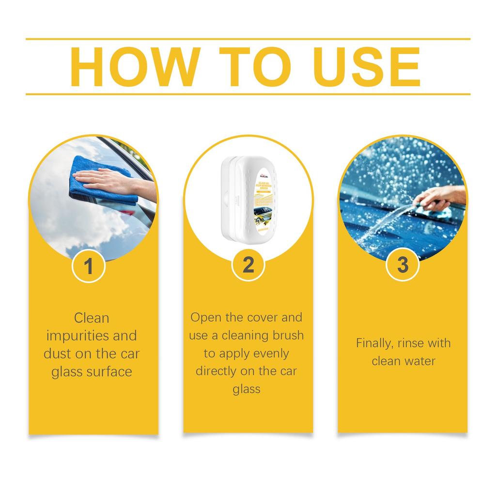 Car Glass Degreaser Car Glass Degreaser Decontamination Car Window Rainproof Cleaning Brush 120ml