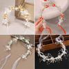 Headband Floral Butterfly Design Adjustable Ribbon Women Headband Faux Pearl Cubic Zirconia Greek Bohemian Style Wedding Bridesmaids Fairy