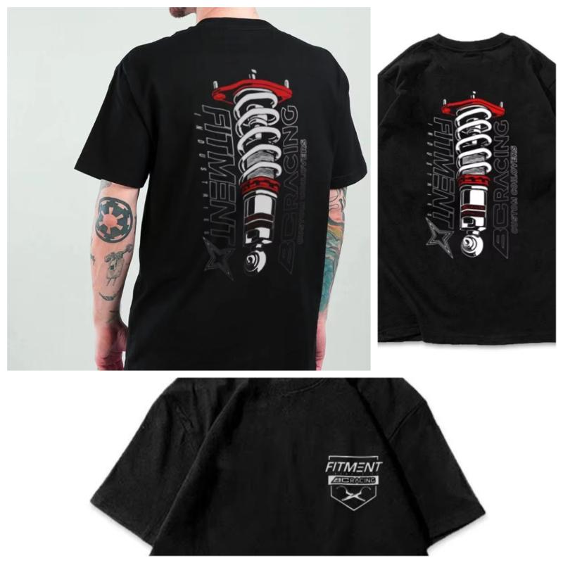 Large Size Cotton Men's BC Modified Car T-shirt with Shock Absorption and Twisted Teeth Hellaflush Print Versatile T-shirt Top