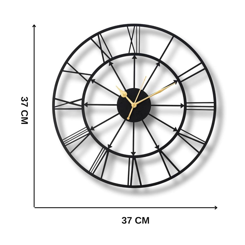 Luxurious Roman Modern Metallic Analog Wall Clock for Home, Office, Living Room, Bedroom, Kids Room and Kitchen (37 X 37 Cm) |