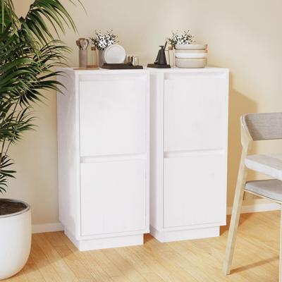 Vidaxl Side Cabinets, 2 Pcs, White, 31.5X34X75 Cm, Pine Wood