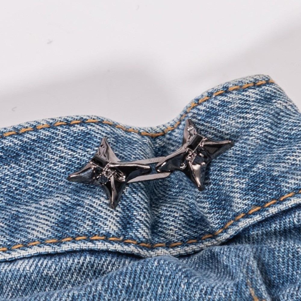 Four Pointed Star Jeans Buttons Adjustable Pants Pins Fashionable Belt Buckles  Scarf Fastening