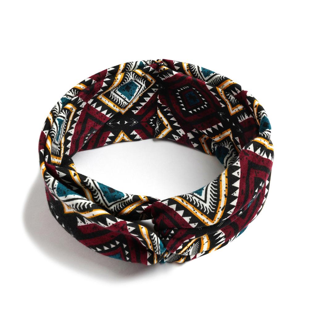 Bohemian Cross Knotted Headband Gypsy Yoga Sports Headband Wide Female Stretch Headband