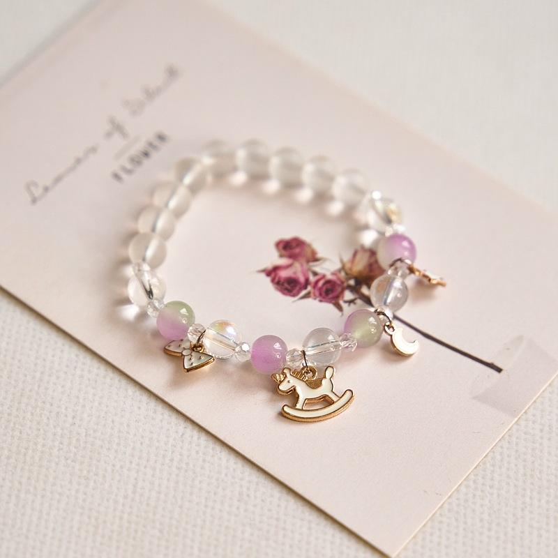 Year Sweet Cute Cat Crystal Beaded Bracelet Girls, Girlfriend Student Bracelet Wholesale