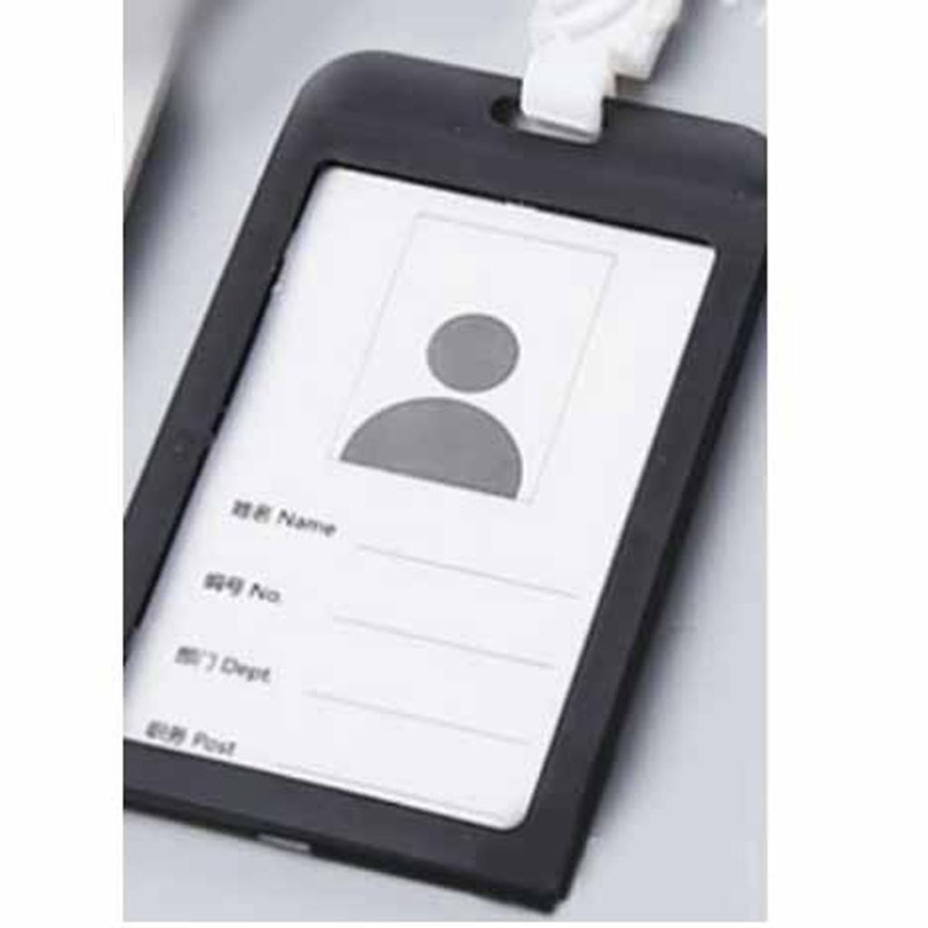 10PCS Clear ID Card Holders Plastic Rounded Corners Frosted Surface Removable Lanyard Black Edges