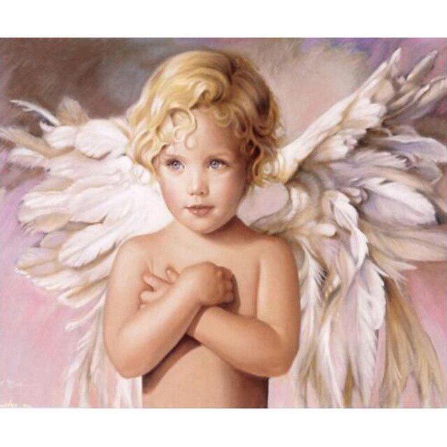 Sale 5D Diy Diamond Painting Angel Girl Picture Landscape Cross Stitch Full Round Diamond Embroidery Wall Sticker Home Decor