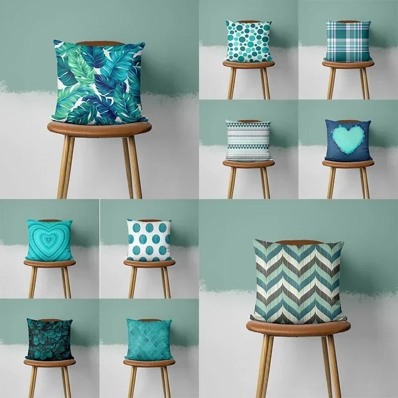 Decor Acasă Huse de Pernă cu Model Geometric și Floral Turcoaz Husa Pernă Model Potrivită pentru Canapea Dormitor Mașină Husa Pernă