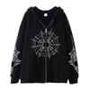 Men Women Top Spider Web Hoodies Zipper Foreign Trade Sweater Street Tide Spring and Autumn Hoodie American Retro Casual Jacket Women