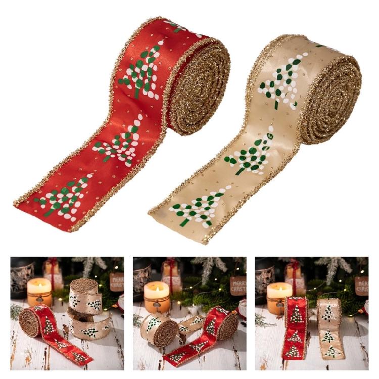 Christmas Craft Ribbon 5.46yardX5cm For Art Craft Christmas Tree Wreath Doorway Holiday Party Decoration and Packaging