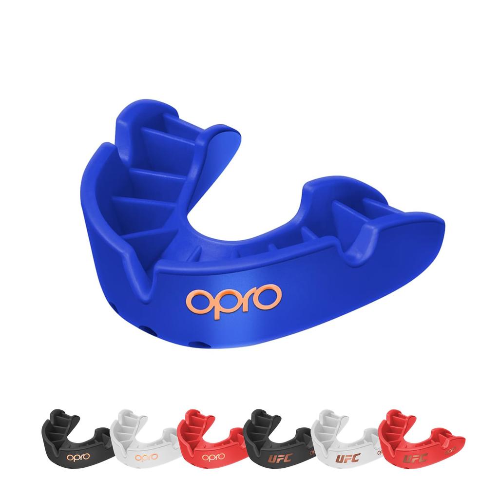OPRO Mouth Guard Mouthpiece Sports Martial Arts Youth Mouthpiece "Self-Fit/Bronze Level" (For Juniors/Children/Blue)