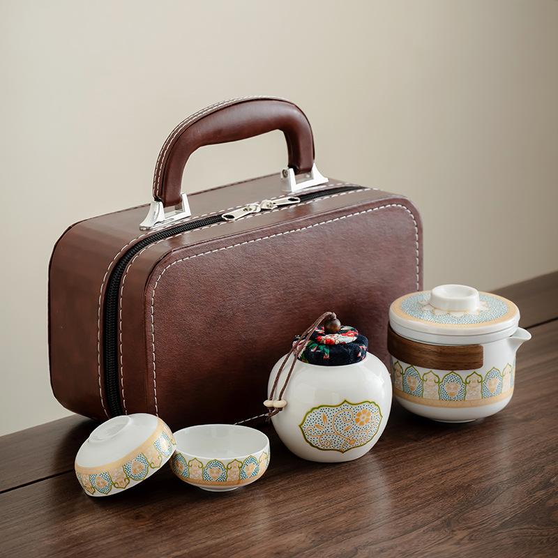 

Yanhe Guyun Travel Tea Set Ceramic Set Outdoor Camping Portable Tea Making Guest Cup Kung Fu Business Gift Bag