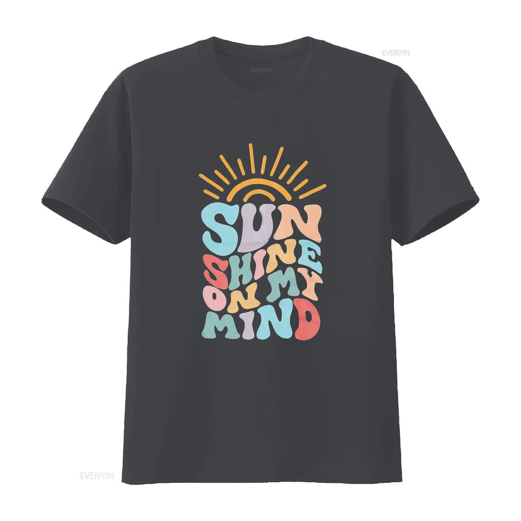 Sunshine T Shirt Unisex Funny Letters Print On My Mind Athletic Cute Summer Holiday Top Vintage Washed Versatile
