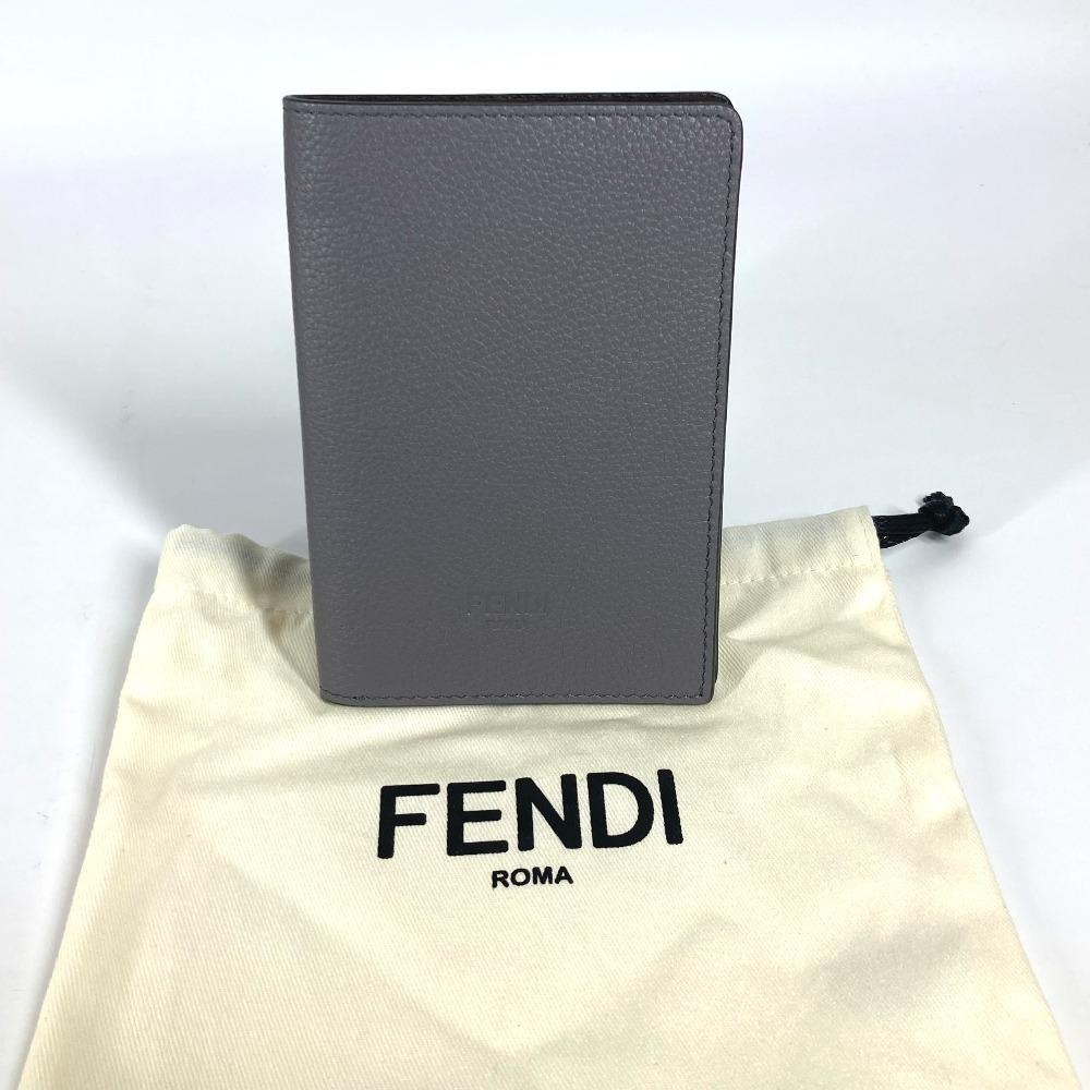 FENDI logo Cover Stationery passport case Leather gray
