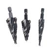 3PCS Spiral Step Drill Bit Set High Speed Steel Hex Shank 4 Flute Bits for Metal Aluminum Wood Plastic 1 8 1 2 1 4 3 4