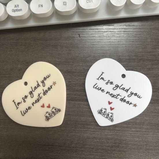 Láska srdce Tag Ornament pro vánoční akrylové řemeslné dekorace strom auto zpětné zrcátko sváteční party