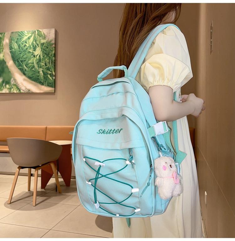 

Large capacity backpack student fashion trend school bag men and women leisure travel computer backpack fashion зелёный