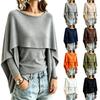 Haut Tricoté à Manches Cape et Col Rond pour Femme Pull Décontracté pour l'Automne l'Hiver et le Quotidien