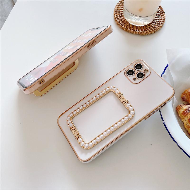 3D Pearl Plating Metal Square Buckle Case For Samsung S23 S22 Ultra S21 A14 A24 A34 A54 A13 A23 A33 A53 A12 A32 A52/Redmi 12 10 9A 9C 9T Note 11 12