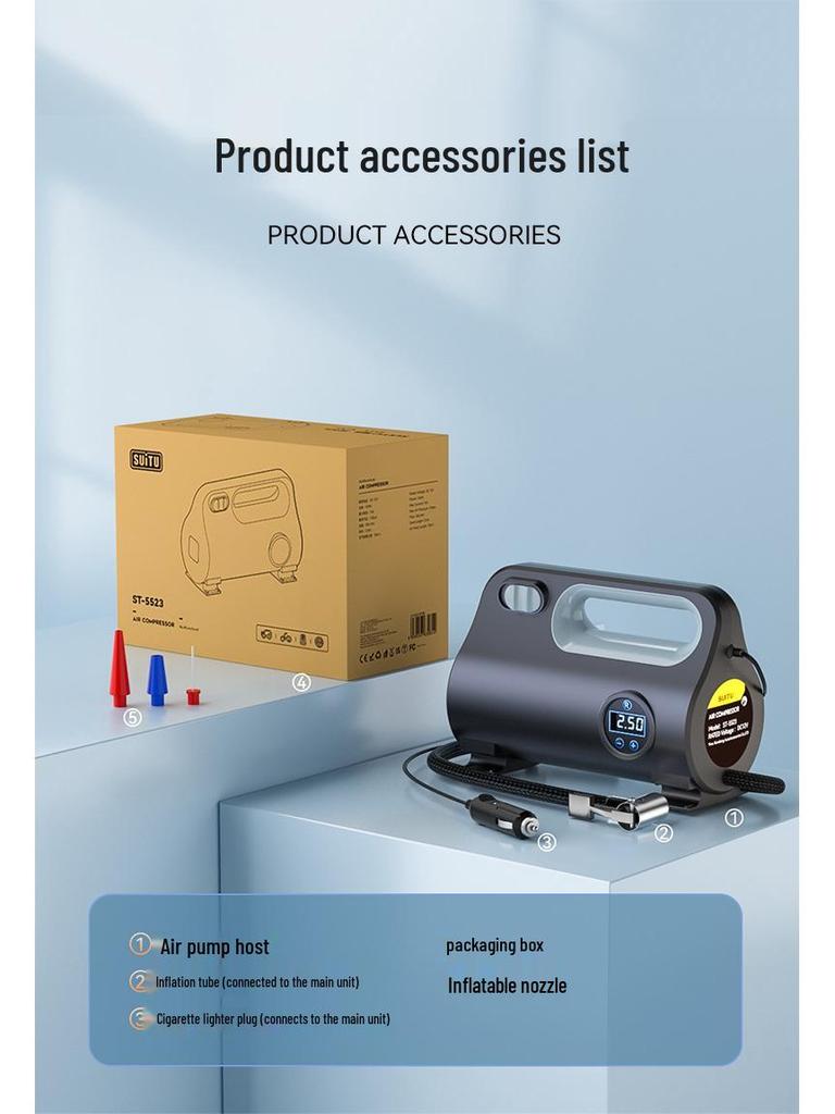 Multi-function Portable Car Air Pump for Cross-Border and Household Use