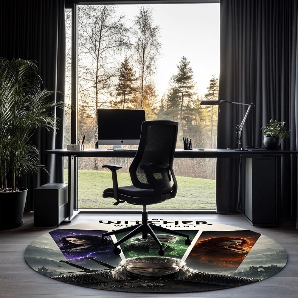 The Witcher Printed Round Rug Carpet Chair Rug Area Rug Entryway Doormats,for Office Chair Living Room Bedroom Kitchen Room.
