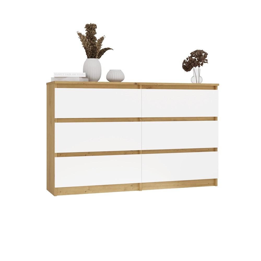 Malwa M6 Chest Of Drawers 120 Oak Artisan White