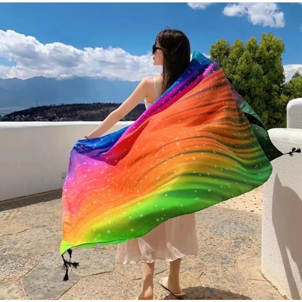 Chaka Salt Lake Great Northwest Tourism Ethnic Style Scarf Silk Scarf Women'S Summer Seaside Beach Shawl Sunscreen Thin