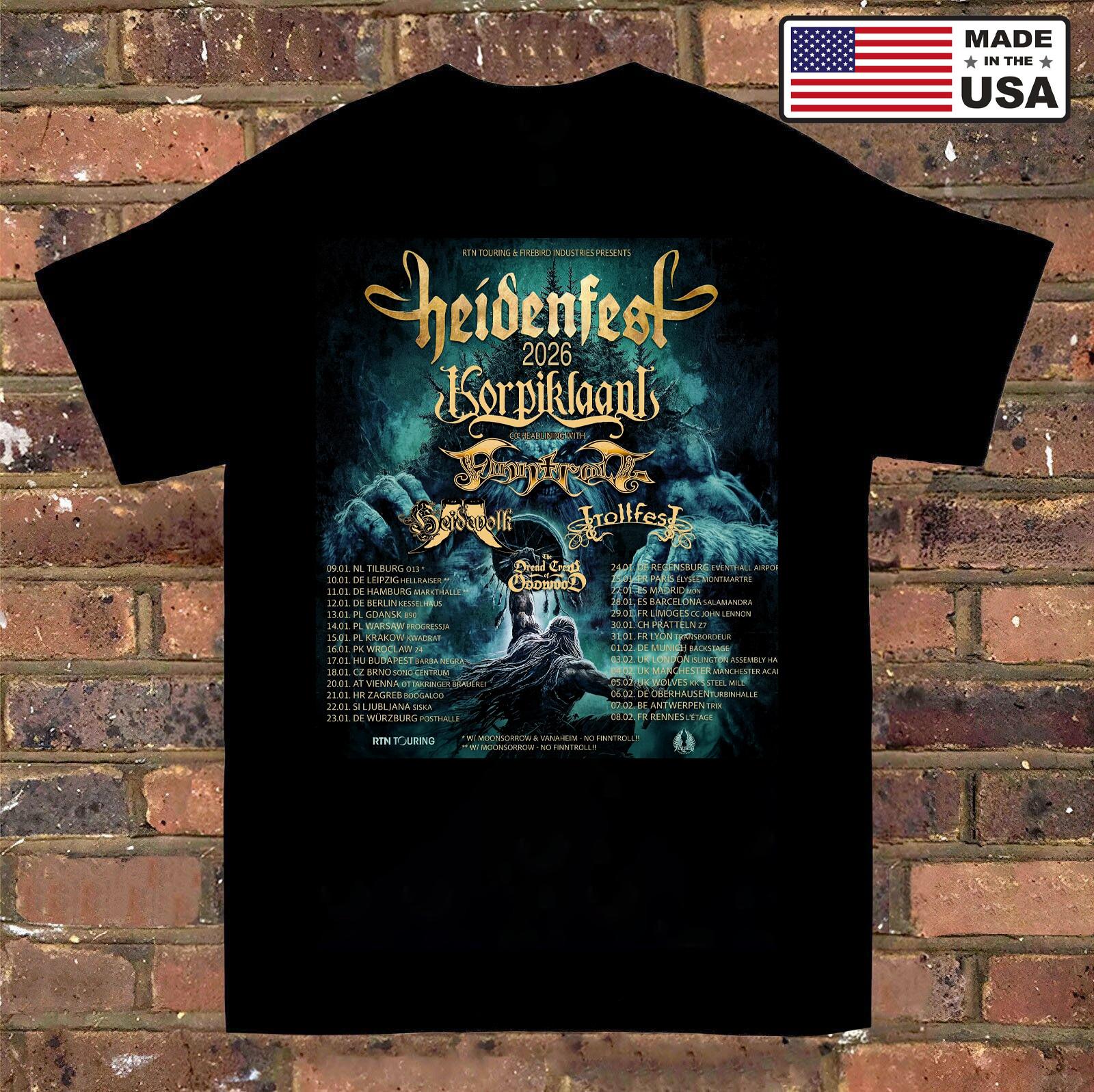 Rare Korpiklaani Heidenfest Band Tour T-shirt Full Size S-5XL TU1758 S