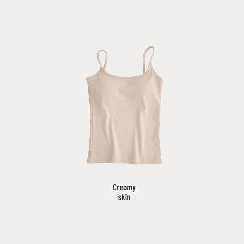 Women's Slim Fit Velvet Camisole with Chest Pad - Square Collar, Sleeveless Top for Autumn/Winter. Perfect as Inner Wear or Outerwear.