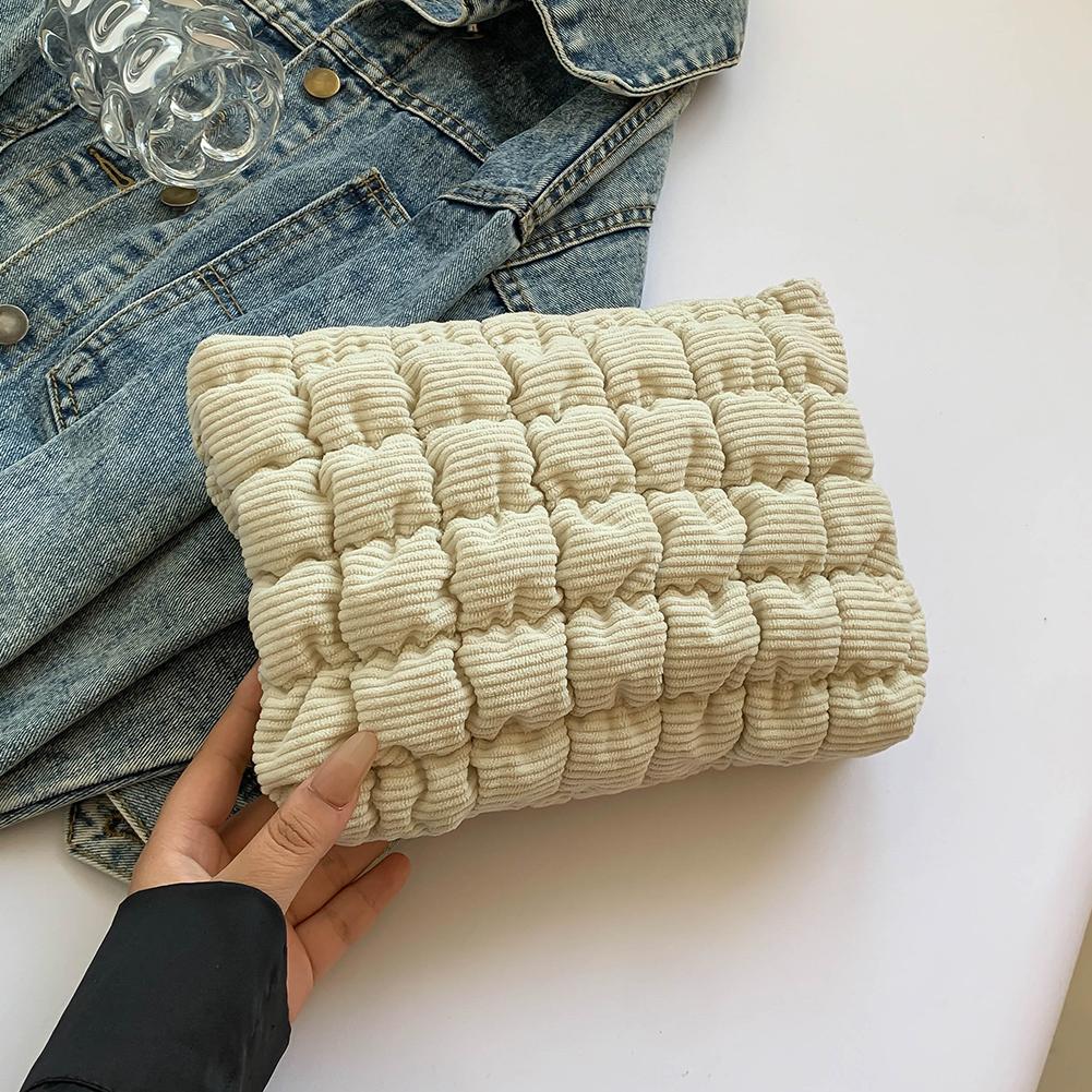 

Стеганая косметичка с застежкой-молнией, вельветовый органайзер для косметики, косметичка-органайзер для женщин и девочек белый