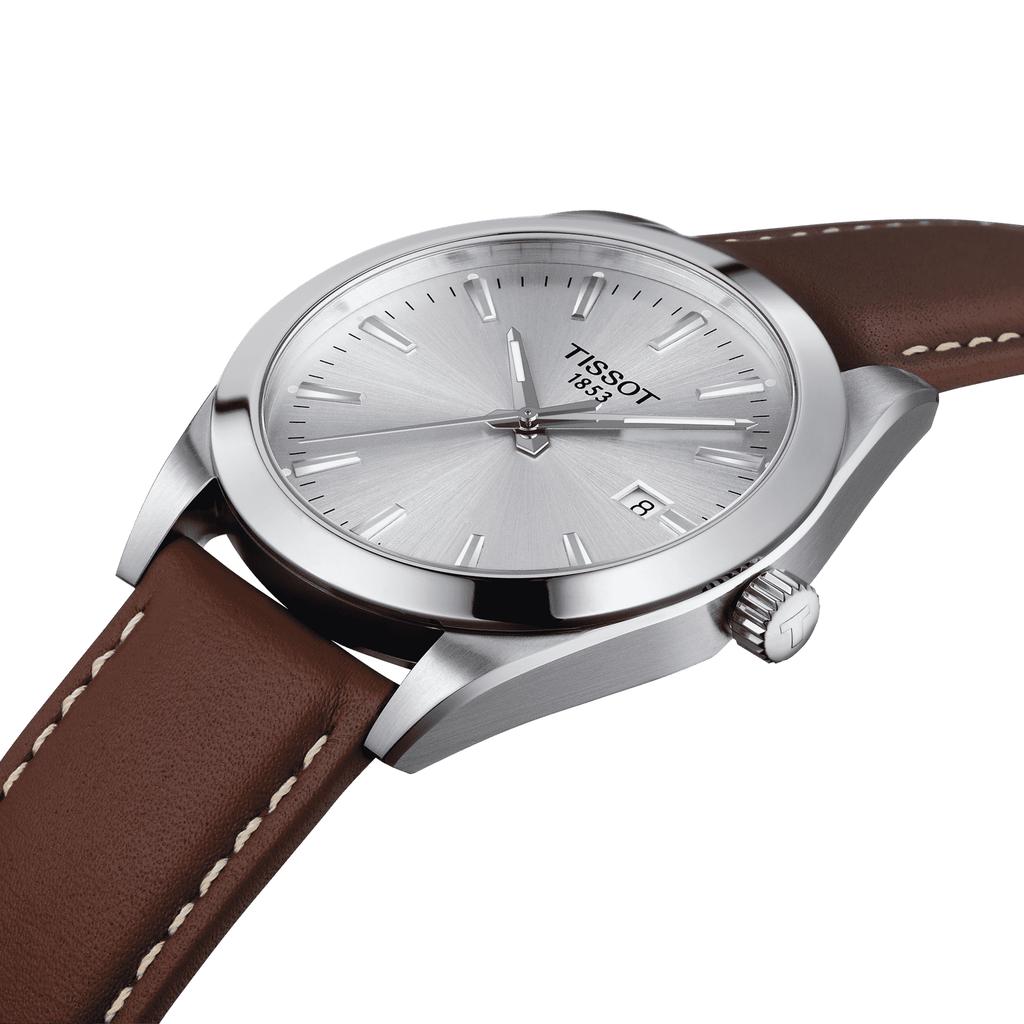 Tissot Reloj de Moda para Hombre con Correa de Cuero y Esfera Plateada T127.410.16.031.00